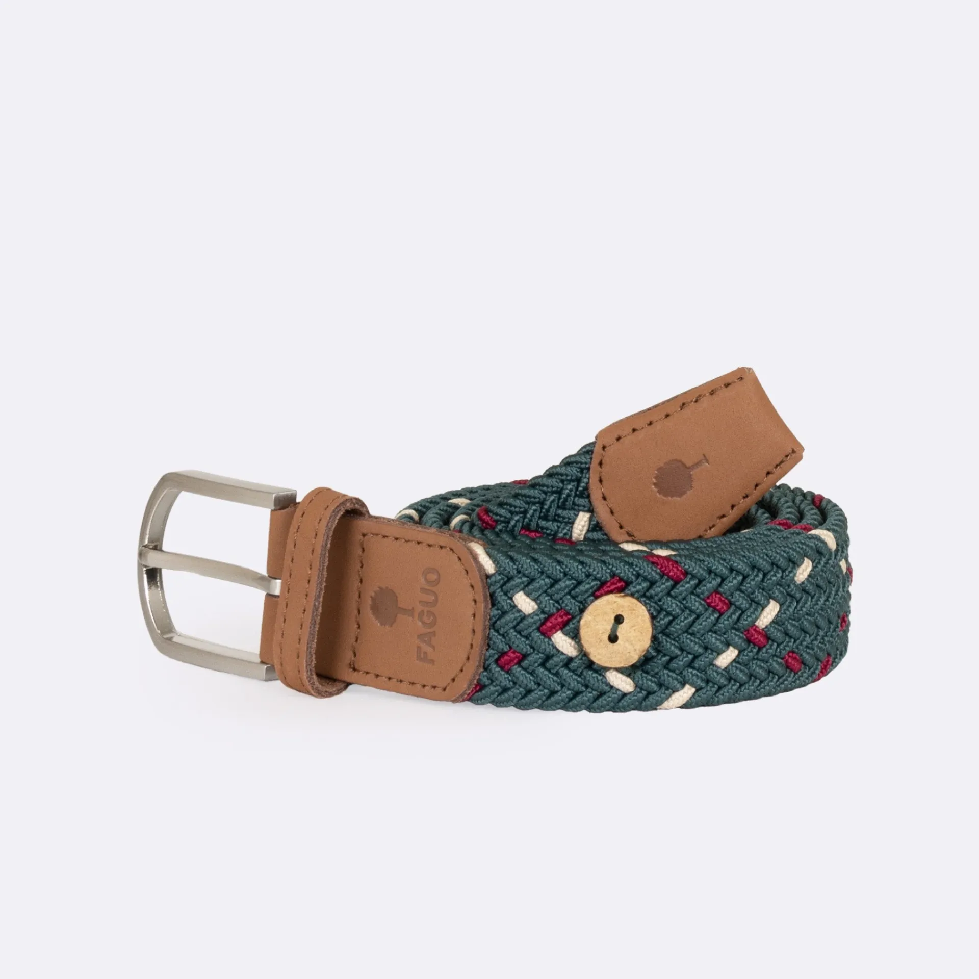 Outlet FAGUO Ceinture vert foncé & écrue tricolore