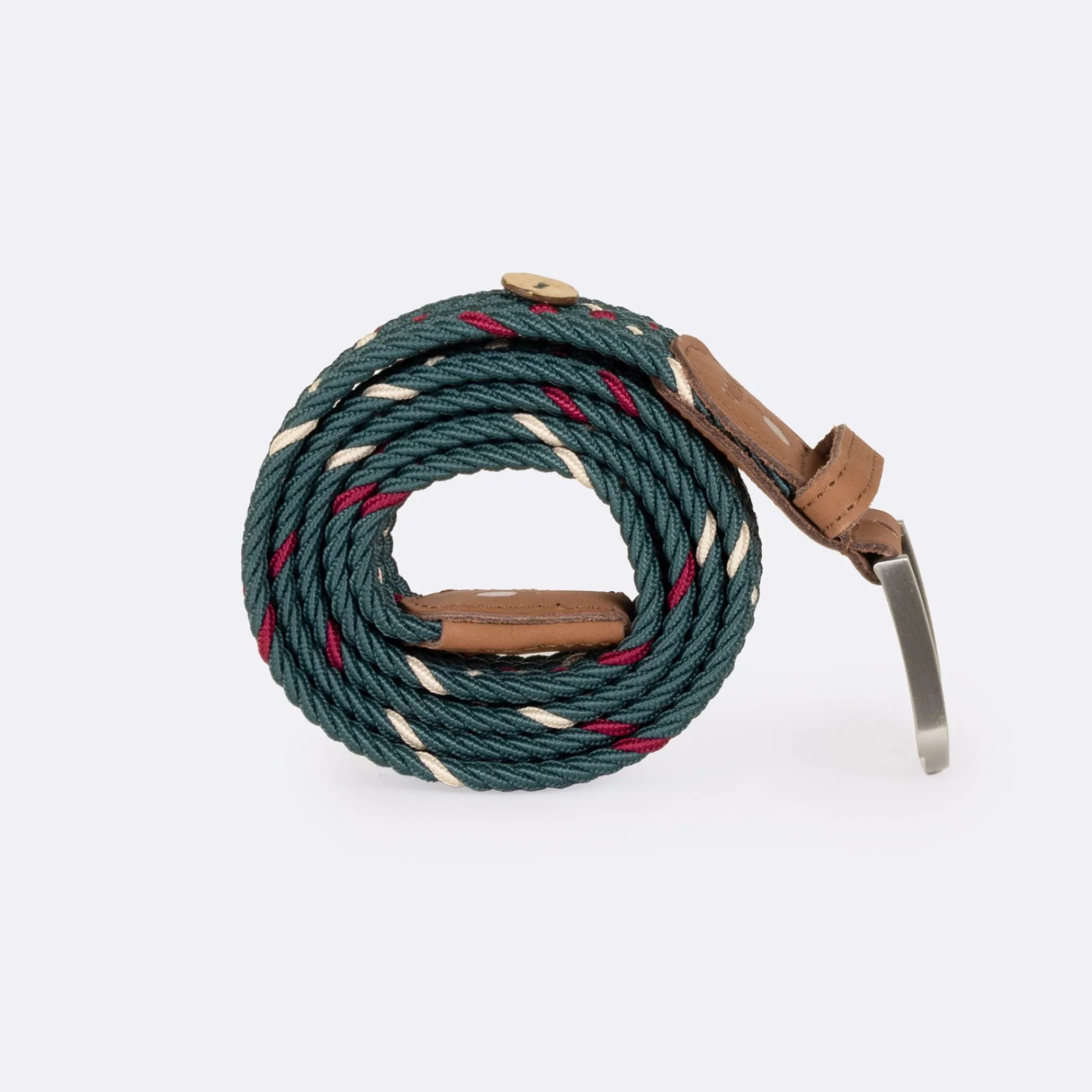 Outlet FAGUO Ceinture vert foncé & écrue tricolore
