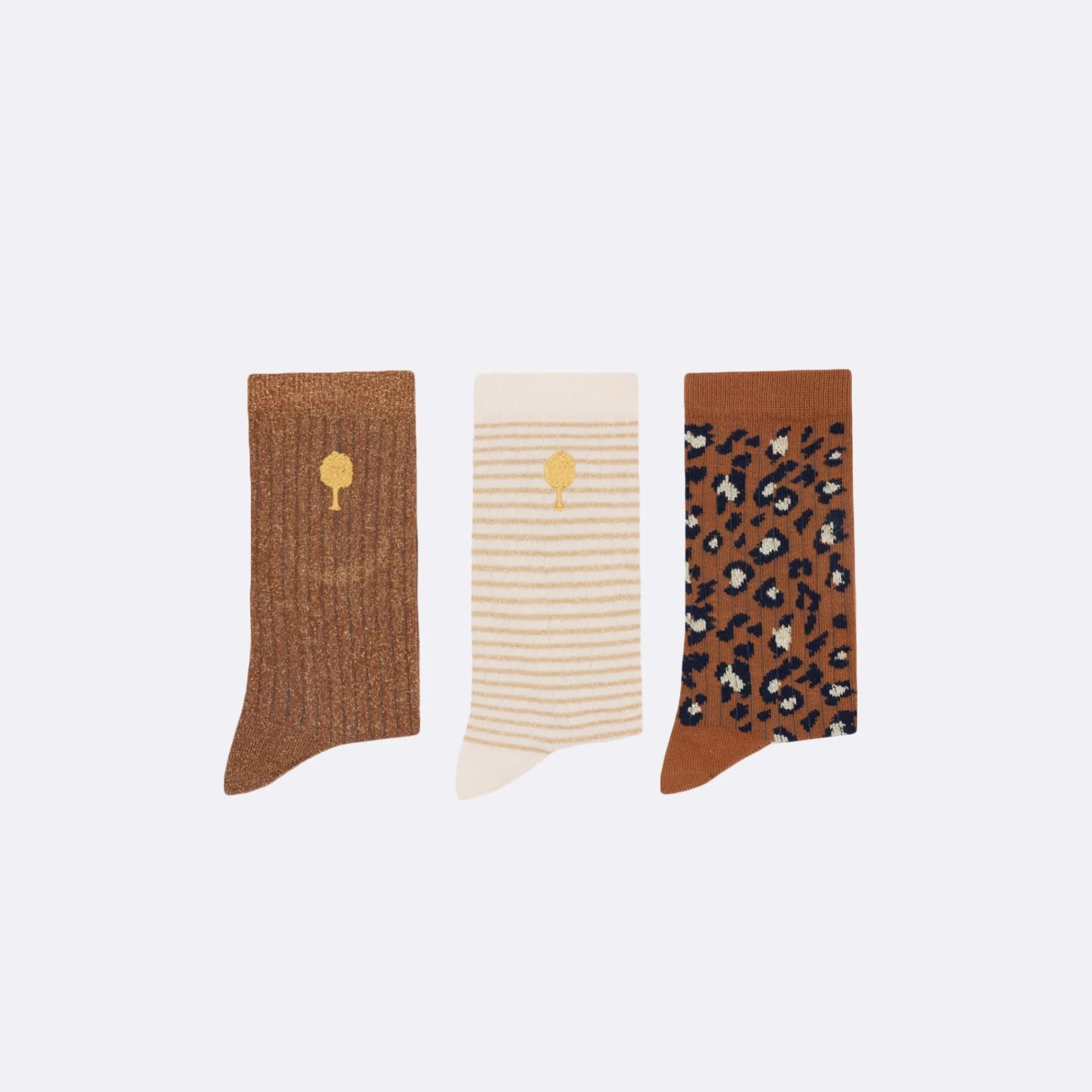 New FAGUO Chaussettes écrues & léopard