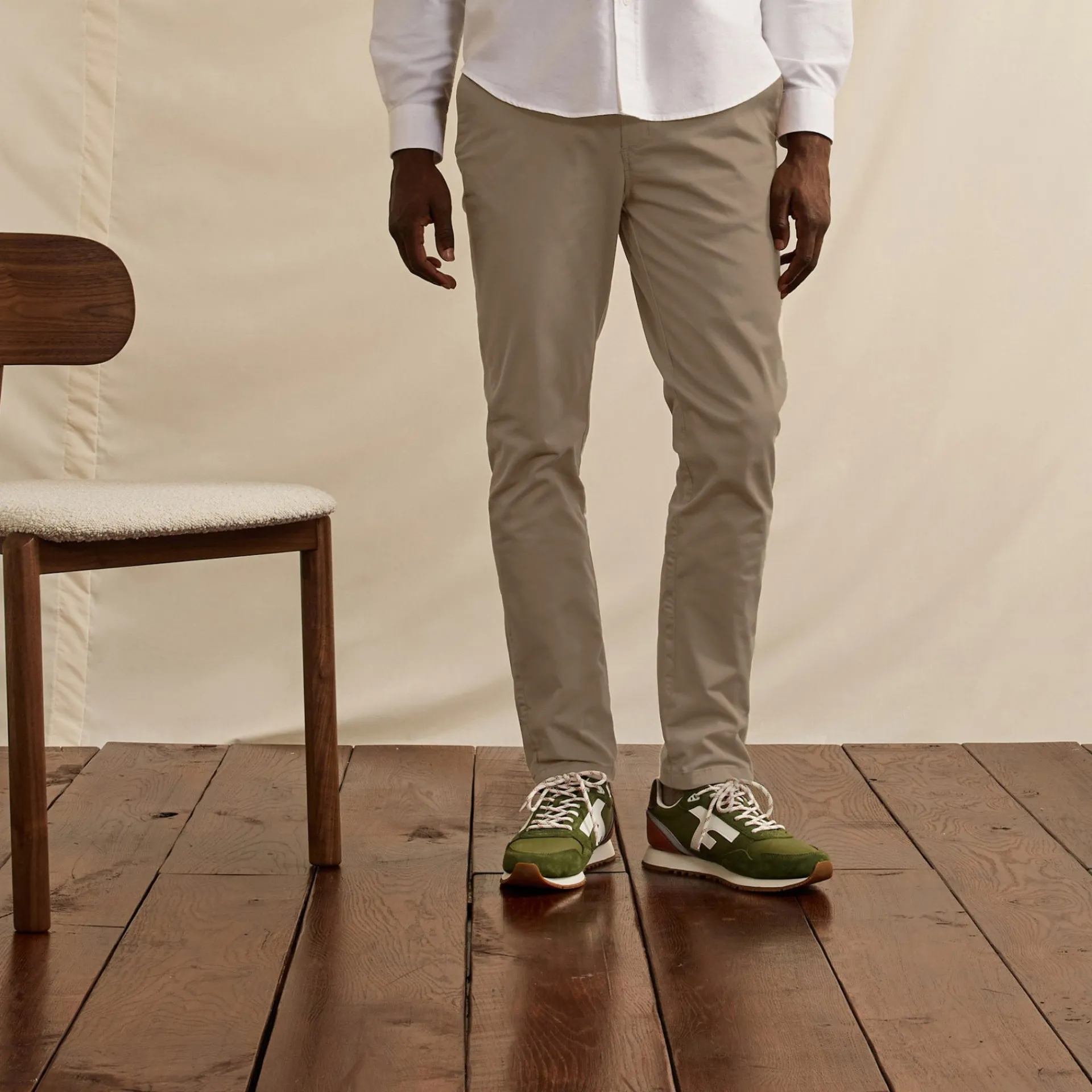 New FAGUO Chino beige clair coupe ajustée