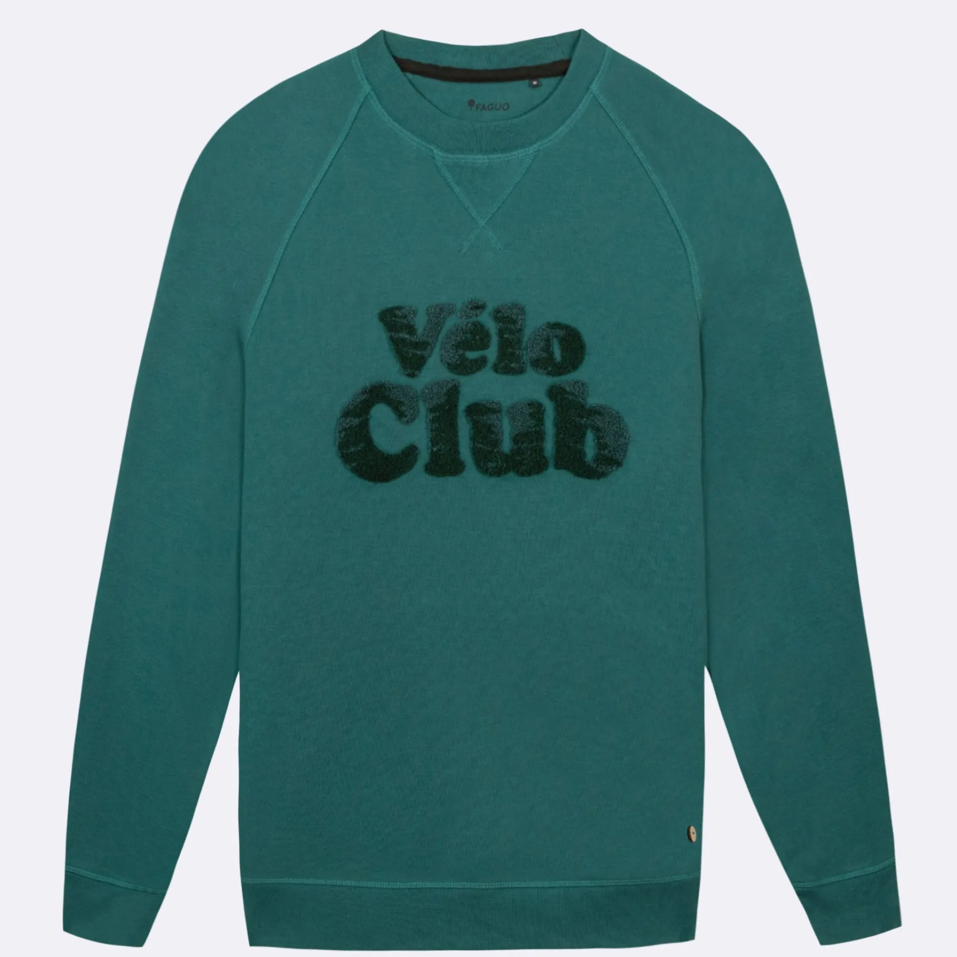 Shop FAGUO Sweat col rond bleu vert vélo club