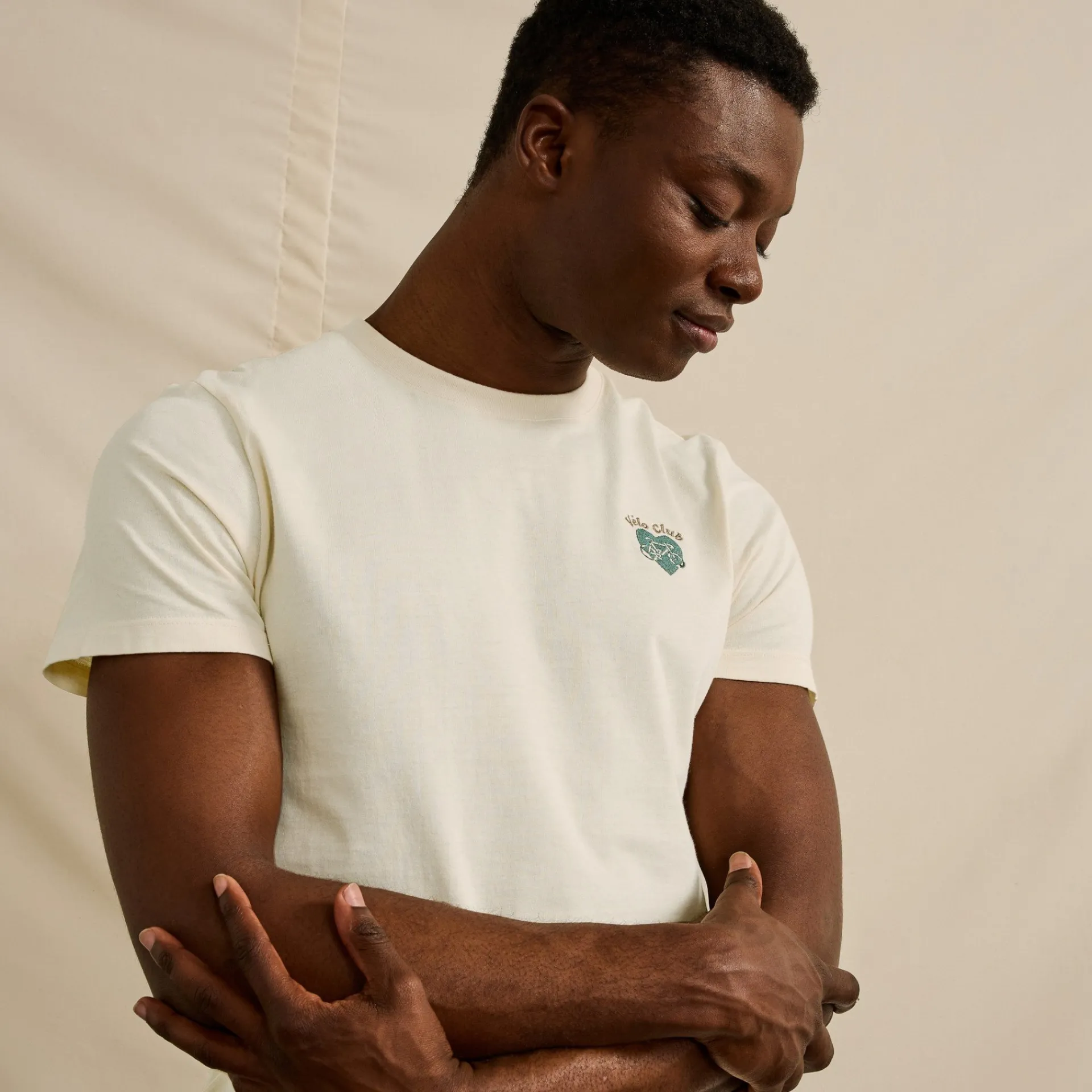 Cheap FAGUO T-shirt écru broderie vélo multicolore