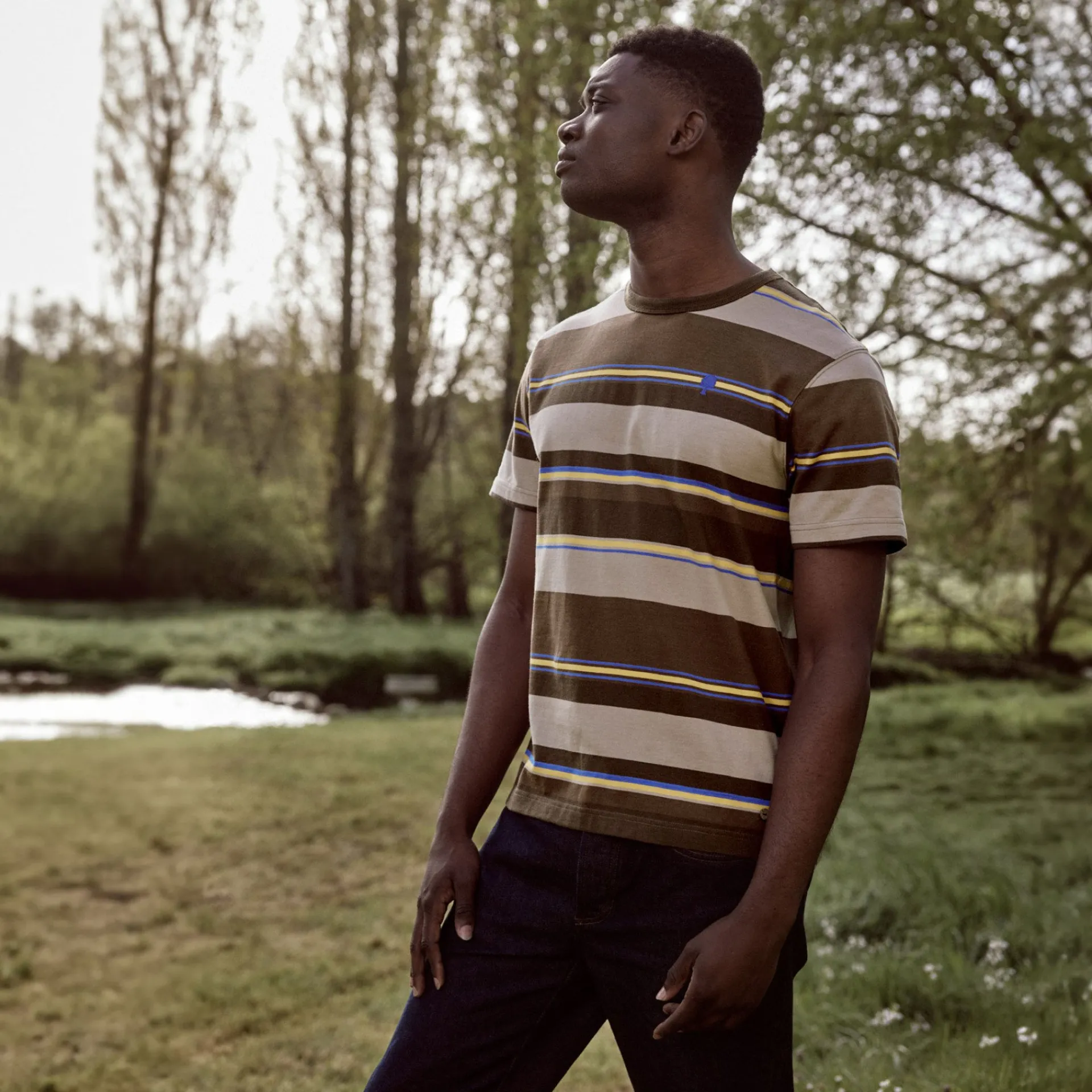 Store FAGUO T-shirt rayé marron foncé & beige multicolores