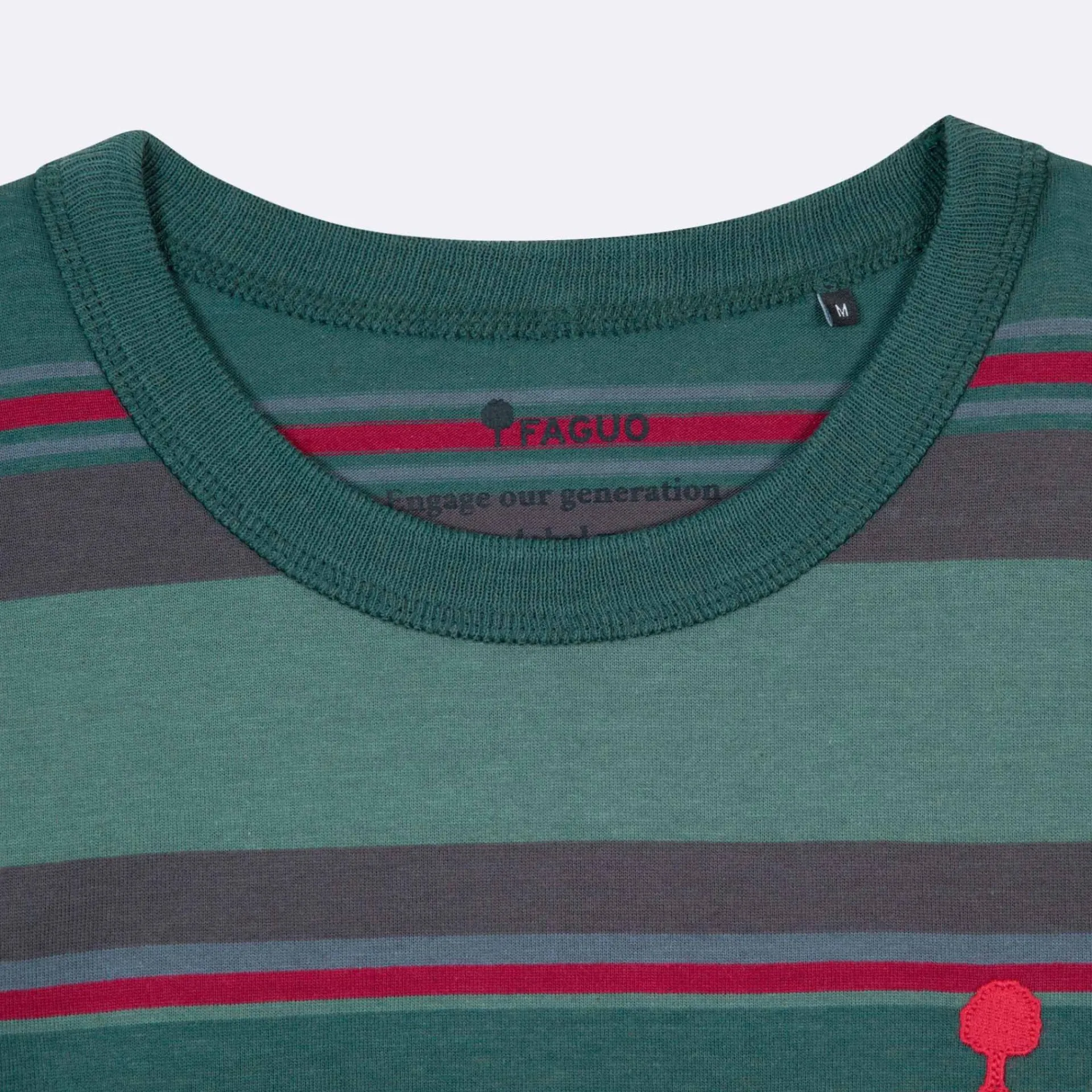 Clearance FAGUO T-shirt rayé vert foncé & multicolores
