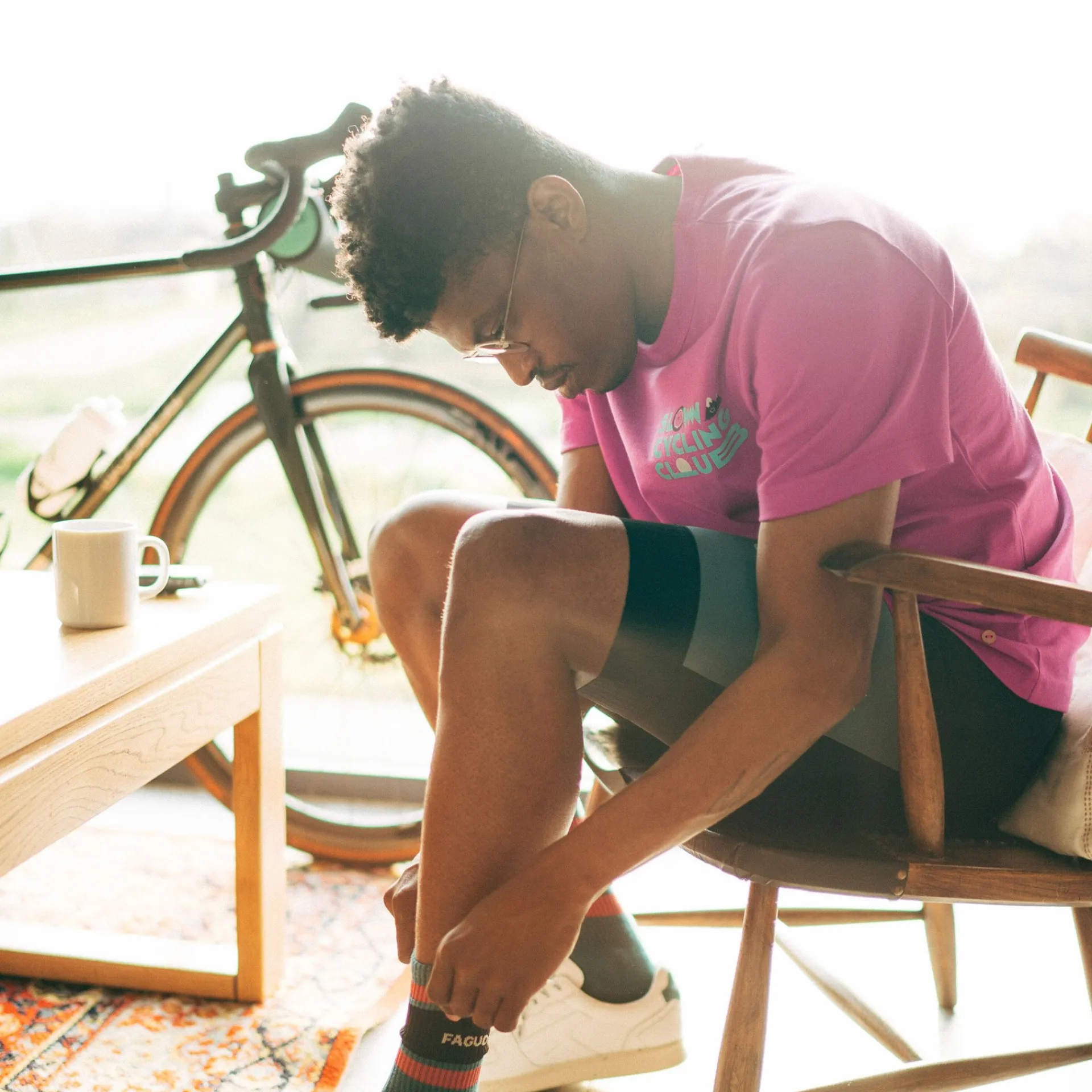 Discount FAGUO T-shirt rose Café du Cycliste